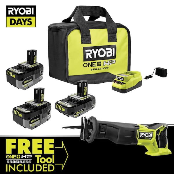 ONE+ 18V Lithium-Ion 2.0 Ah, 4.0 Ah, and 6.0 Ah HIGH PERFORMANCE Batteries and Charger Kit w/ HP Brushless Recip Saw