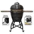 22 in. Kamado S-Series Ceramic Charcoal Grill in Black with Cover, Cart, Side Shelves, Two Cooking Grates and Ash Drawer
