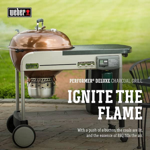 22 in. Performer Deluxe Charcoal Grill in Copper with Built-In Thermometer and Digital Timer