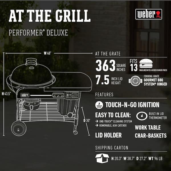 22 in. Performer Deluxe Charcoal Grill in Green with Built-In Thermometer and Digital Timer