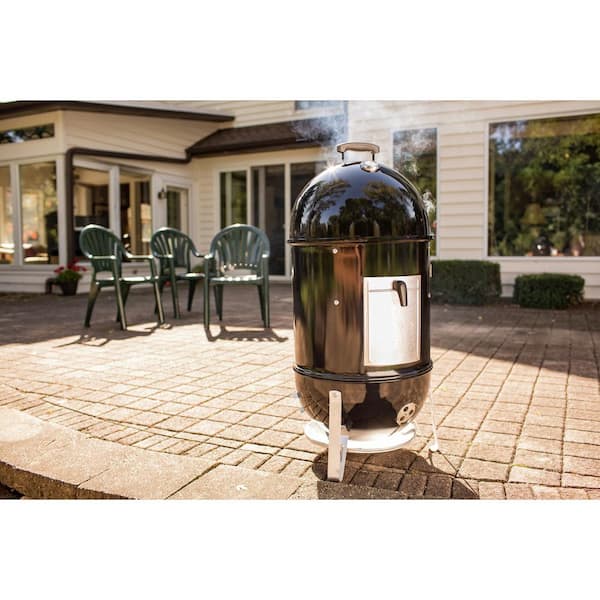 18 in. Smokey Mountain Cooker Smoker in Black with Cover and Built-In Thermometer