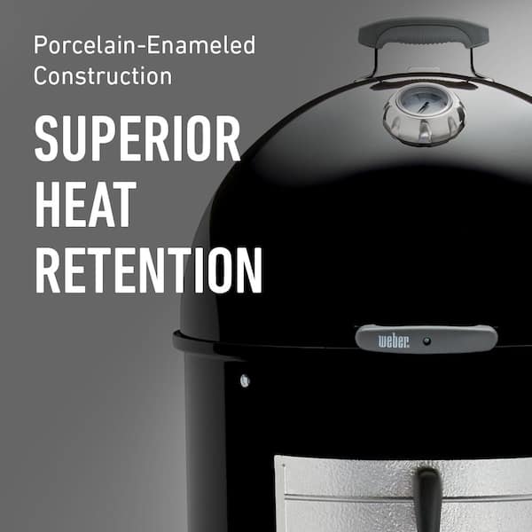 18 in. Smokey Mountain Cooker Smoker in Black with Cover and Built-In Thermometer