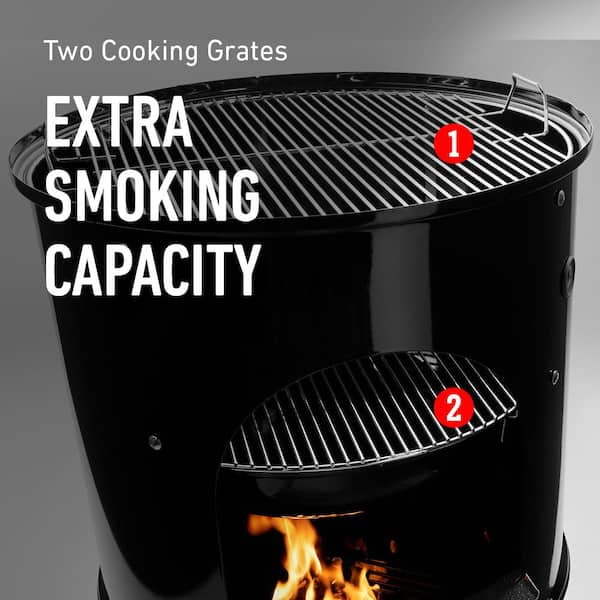 18 in. Smokey Mountain Cooker Smoker in Black with Cover and Built-In Thermometer