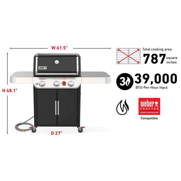 Genesis E-325s 3-Burner Natural Gas Grill in Copper with Built-In Thermometer