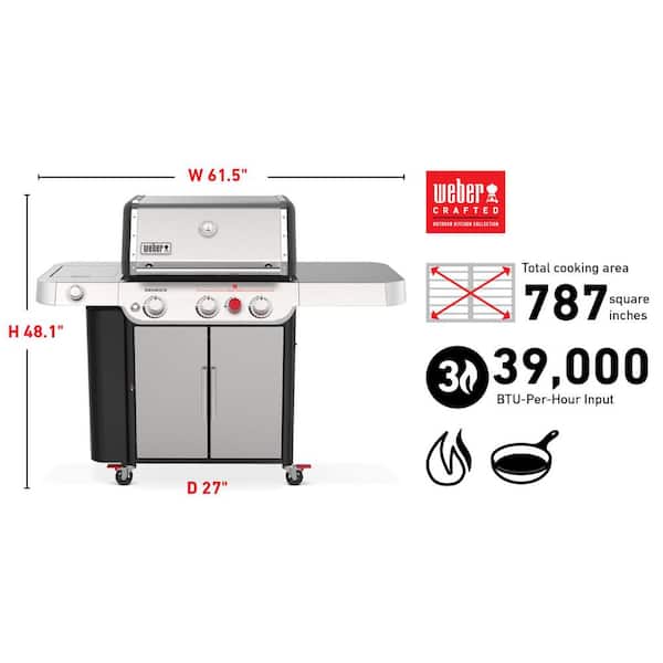 Genesis? S-335 Propane Gas Grill, Stainless Steel with Premium Cover Included